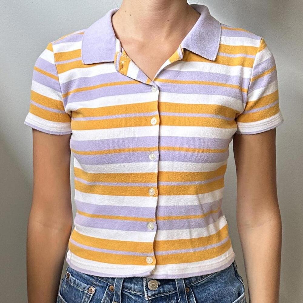 Brandy Melville Women's Multi and Yellow Tshirt